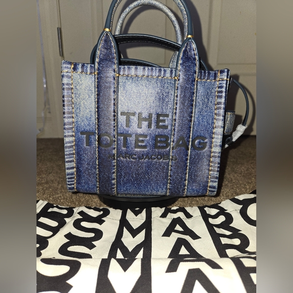 NWT Marc Jacobs The Denim Printed Leather Crossbody Tote Bag - Picture 4 of 11